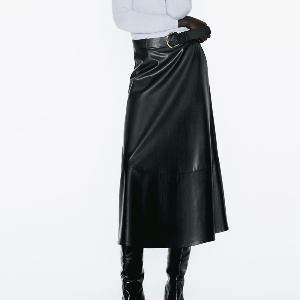 Zara faux midi skirt med